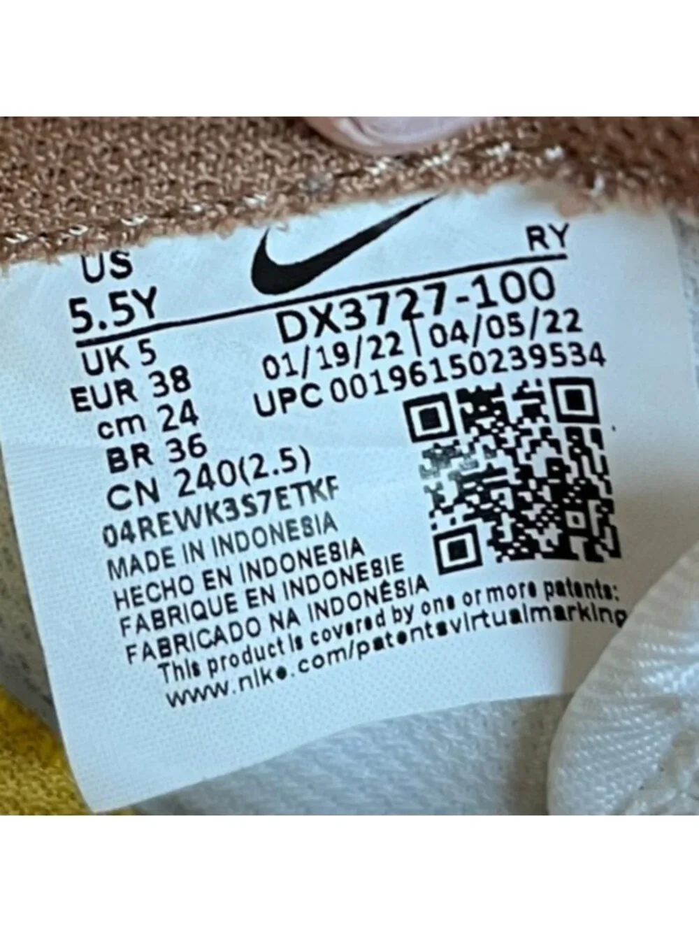 Nike Air Force 1 LV8 Ice Cream Girls Size 5.5Y White Pink Athletic Shoes Sneaker